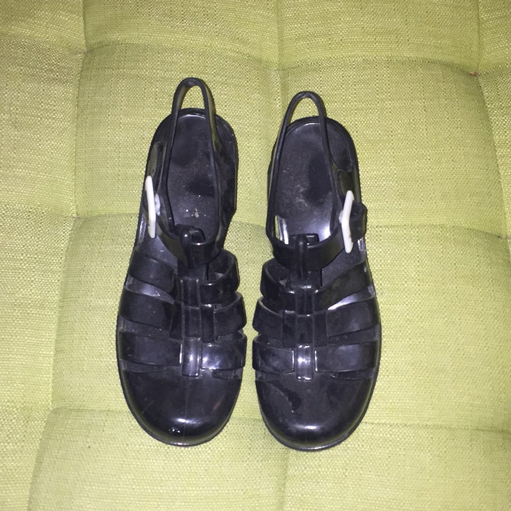 JuJu black jelly sandal heels